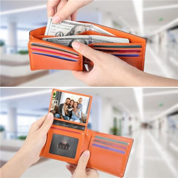 Wallet for Men, Mens Minimalist Wallet Credit Card Holder, Slim Leather - Picture 3 of 8